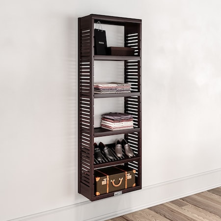 John Louis Home Solid Wood 12in. Deep Storage Tower with Shelves Espresso JLH-302-E
